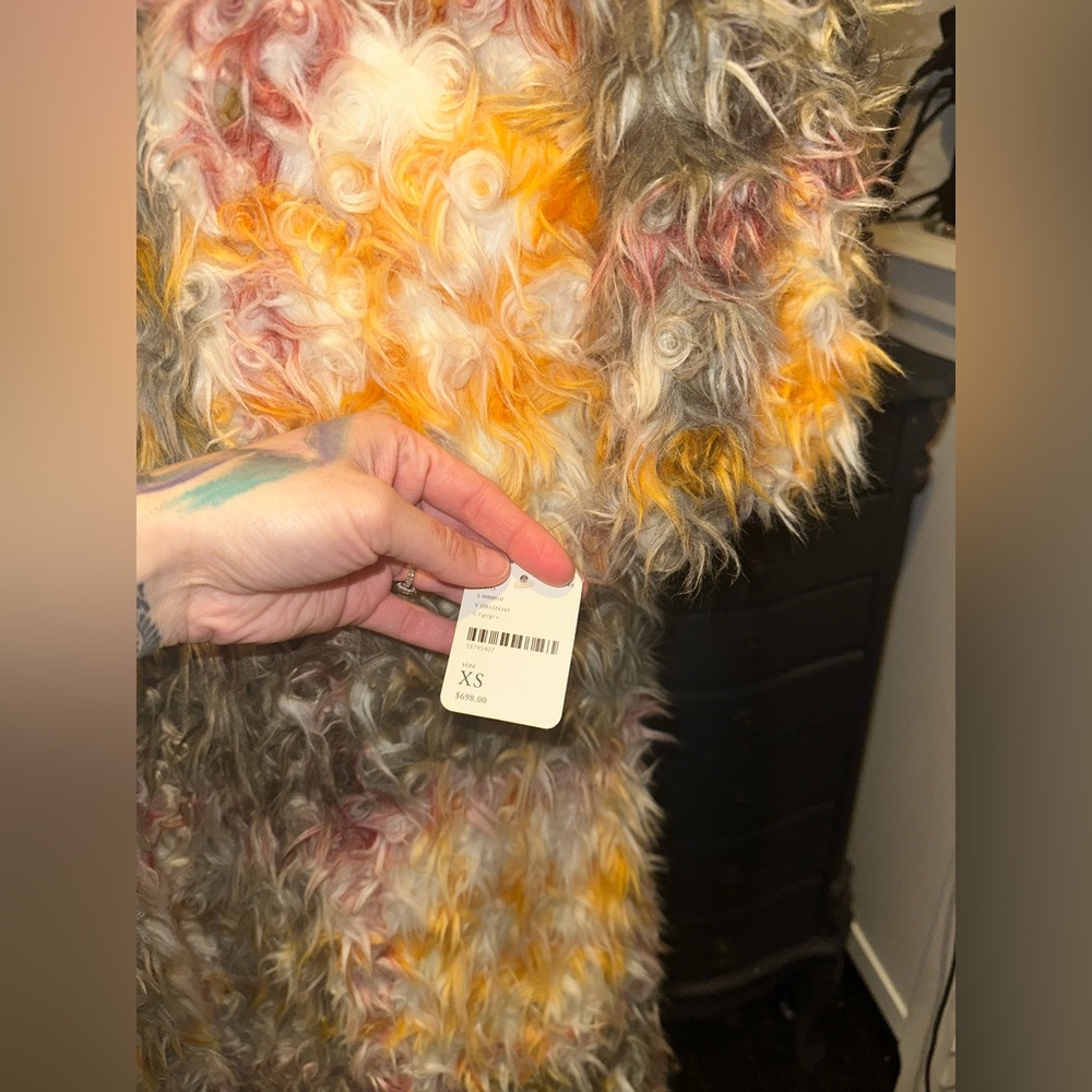 NWT Free People Cardi Plaid Faux Fur Coat $698 MSRP - Picture 13 of 16